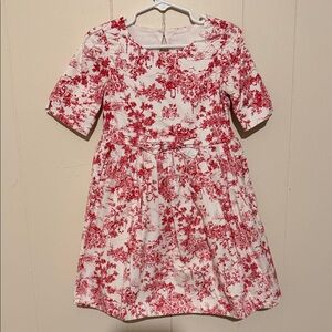Janie and Jack White Dress with Red Floral Toile Print